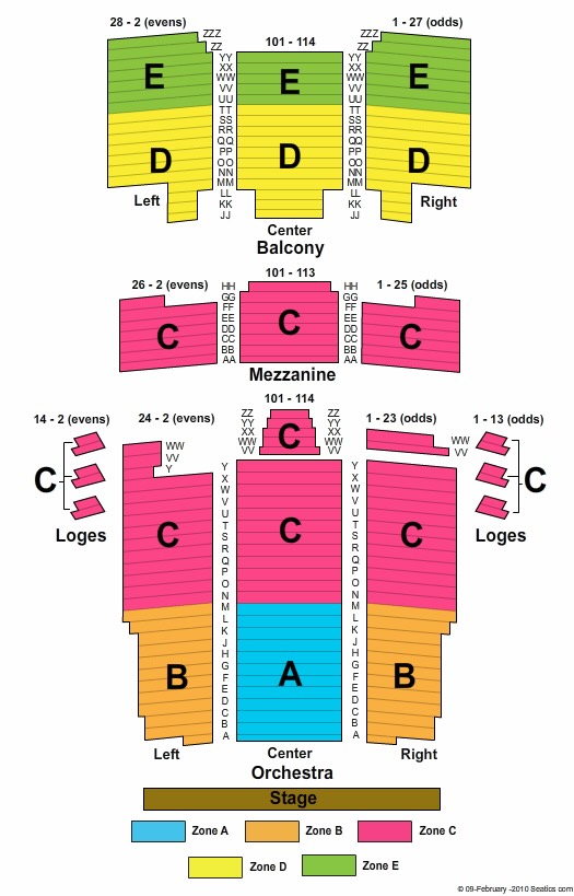 Barbara B. Mann PA Hall Seating Charts